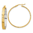 14K Polished and Rhodium Diamond-cut Circle Hoop Earrings
