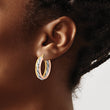 14K Tri-color Polished Hoop Earrings