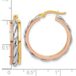 14K Tri-color Polished Hoop Earrings