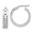 14K White Gold Polished and Textured Hoop Earrings