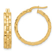 14K Polished and Textured Hoop Earrings
