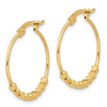14K Polished Beads Hoop Earrings