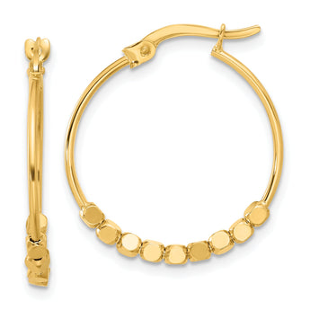 14K Polished Beads Hoop Earrings