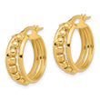 14K Polished and Beaded Hoop Earrings