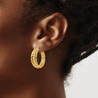 14K Polished and Beaded Hoop Earrings