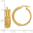 14K Polished and Beaded Hoop Earrings