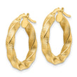 14ky Polished 3.5mm Twisted & Textured Round Hoop Earrings