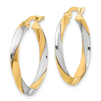 14K Two-tone Polished Twist Hoop Earrings
