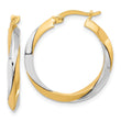14K Two-tone Polished Twist Hoop Earrings