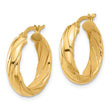 14K Polished and Textured Hoop Earrings