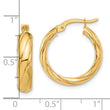 14K Polished and Textured Hoop Earrings