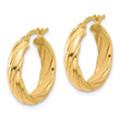 14K Polished and Textured Hoop Earrings