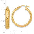 14K Polished and Textured Hoop Earrings