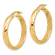 14K Polished and Textured Hoop Earrings