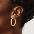 14K Polished and Textured Hoop Earrings