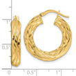 14ky Polished Woven Texture 4.75mm Round Hoop Earrings