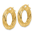 14ky Polished 4.7mm Textured Twist Round Hoop Earrings