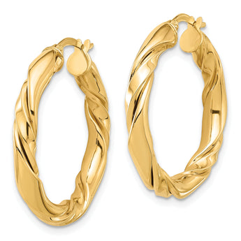14k Polished Twisted Hoop Earrings