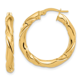 14k Polished Twisted Hoop Earrings