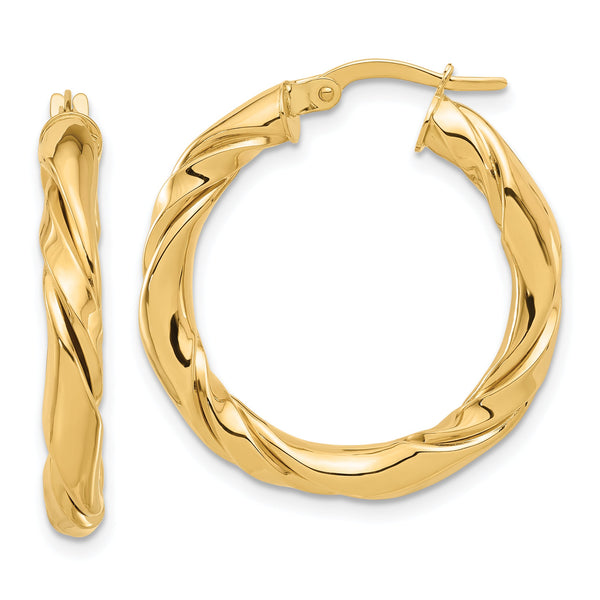 14k Polished Twisted Hoop Earrings