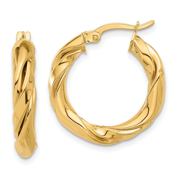 14k Polished Twisted Hoop Earrings