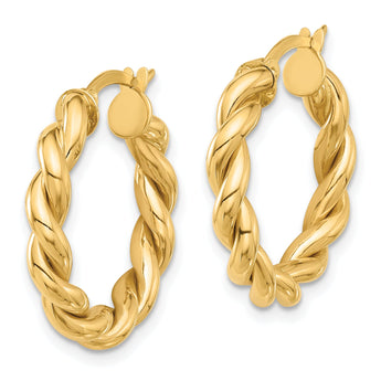 14k Polished Twisted Hoop Earrings