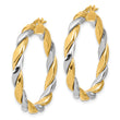 14K Two-tone Polished Twisted 3mm Hoop Earrings