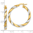 14K Two-tone Polished Twisted 3mm Hoop Earrings