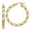 14K Two-tone Polished Twisted 3mm Hoop Earrings