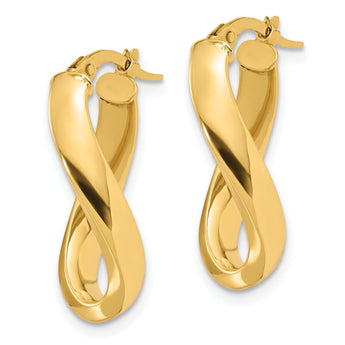 14K Polished Twisted Oval Hoop Earrings