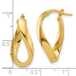 14K Polished Twisted Oval Hoop Earrings
