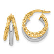 14K Two-tone Polished Fancy Hoop Earrings