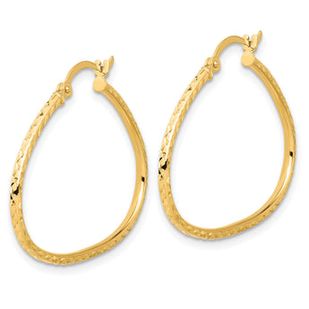 14K D/C Polished Oval 1.5mm Hoop Earrings