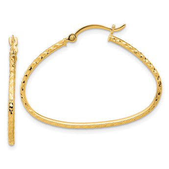 14K D/C Polished Oval 1.5mm Hoop Earrings