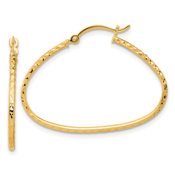 14K D/C Polished Oval 1.5mm Hoop Earrings