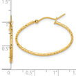 14k Polished and D/C 1.50mm Oval Hoop Earrings