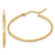 14k Polished and D/C 1.50mm Oval Hoop Earrings