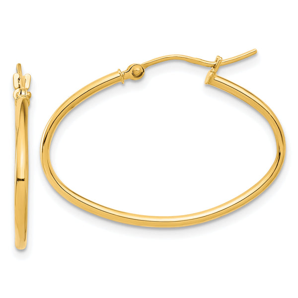 14k Polished 1.50mm Oval Hoop Earrings