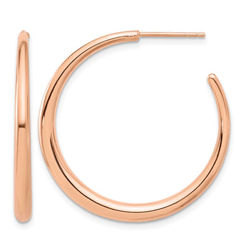 14K Rose Gold Polished Hoop Post Earrings - Birthstone Company