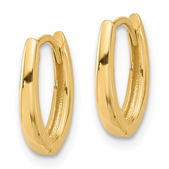 14K Polished Oval Hinged Hoop Earrings