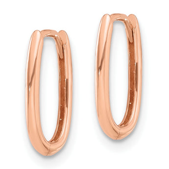 14K Rose Gold Polished Oval Hinged Hoop Earrings - Birthstone Company