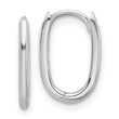 14K White Gold Polished Oval Hinged Hoop Earrings