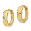 14K Polished CZ Hinged Hoop Earrings