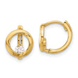 14K Polished CZ Circle Hoop Earrings