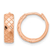 14K Rose Gold Polished and Etched Hinged Hoop Earrings - Birthstone Company