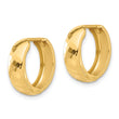 14K Polished and Diamond-cut Huggie Hoop Earrings