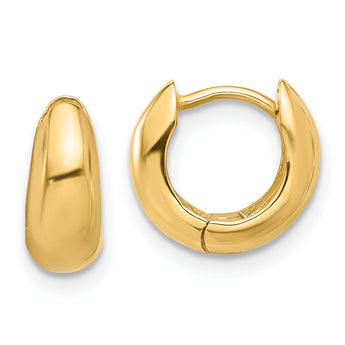 14K Polished Hinged Huggie Hoop Earrings
