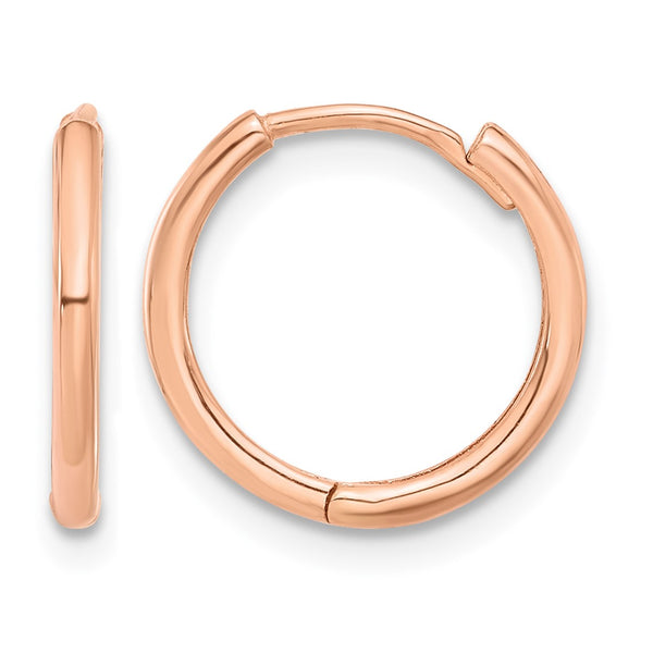14K Rose Gold Polished Hinged Hoop Earrings - Birthstone Company