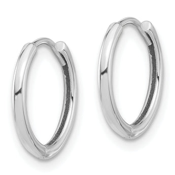 14K White Gold Polished Hinged Hoop Earrings