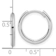 14K White Gold Polished Hinged Hoop Earrings